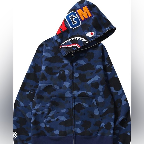 BAPE Color Camo Shark Full ZipHoodie 'Navy'
